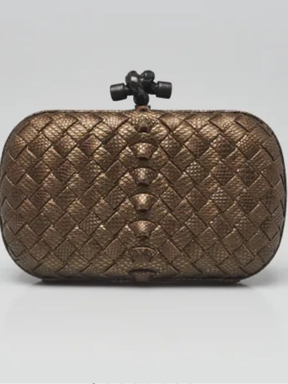 BOTTEGA VENETA
Bronze Inrecciato Leather Knot Clutch